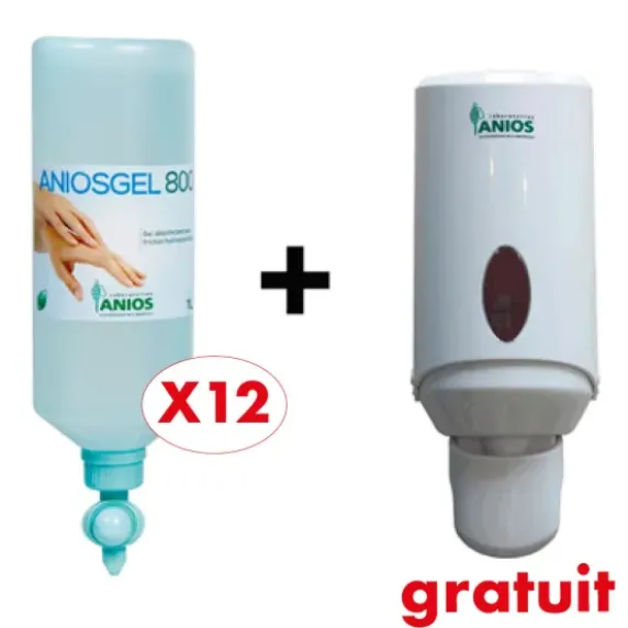 ANIOSGEL 800 AIRLESS GEL HYDROALCOOLIQUE ANIOS - pack 12 x 1 l + 1 distributeur