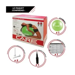 BALLON ABS ANTI ÉCLATEMENT AVEC POMPE STABILITÉ 75 CM CARE FITNESS - 75 cm