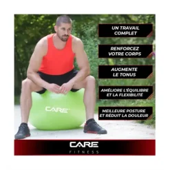 BALLON ABS ANTI ÉCLATEMENT AVEC POMPE STABILITÉ 75 CM CARE FITNESS - 75 cm