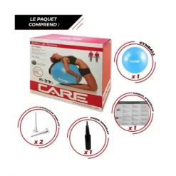 BALLON ABS ANTI ECLATEMENT AVEC POMPE STABILITÉ CARE FITNESS - 65 cm