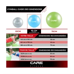 BALLON ABS ANTI ECLATEMENT AVEC POMPE STABILITÉ CARE FITNESS - 65 cm