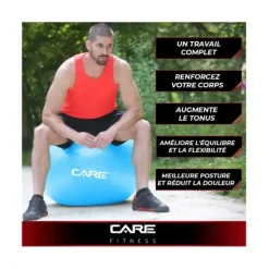 BALLON ABS ANTI ECLATEMENT AVEC POMPE STABILITÉ CARE FITNESS - 65 cm