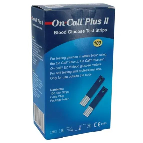 BANDELETTES DE GLYCEMIE ON CALL PLUS II COMPATIBLES GLUCOMETRES - boîte de 100