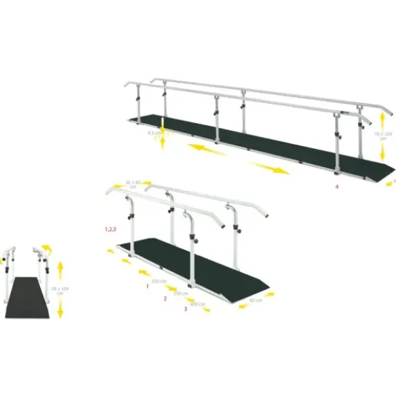 BARRES PARALLÈLES AVEC SOCLE STANDARD MAINS COURANTES FERROX - longueur 600 cm