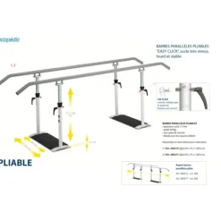 BARRES PARALLÈLES REPLIABLES EASY CLICK SANS SOCLE FERROX - longueur 3 m