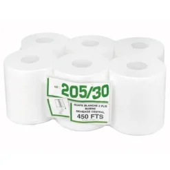 BOBINE MAXI OUATE DÉVIDAGE CENTRAL BLANCHE DOUBLE ÉPAISSEUR - colis de 6 bobines