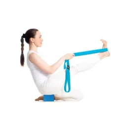 CEINTURE DE YOGA AIDE AUX ÉTIREMENTS ET POSTURES - bleu 183 x 4 cm