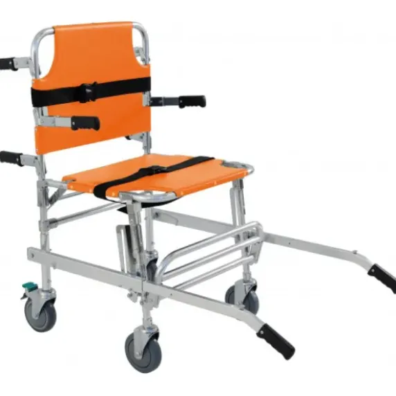 CHAISE D'ÉVACUATION 4 ROUES PLIABLE ALUMINIUM HOLTEX - coloris orange
