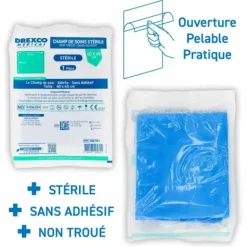 CHAMPS DE SOINS SIMPLES STÉRILES NON TROUÉS DREXCO MEDICAL - boîte de 50