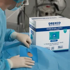 CHAMPS DE SOINS STÉRILES ADHÉSIF TROUÉ Ø 6 CM DREXCO MEDICAL - boîte de 50
