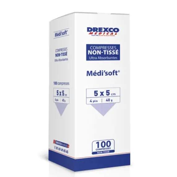 COMPRESSES NON TISSÉES MEDI'SOFT 4 PLIS NON STÉRILES MEDICLINIC - boîte de 100