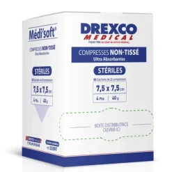 COMPRESSES NON-TISSÉES STÉRILES MEDI’SOFT 4 PLIS -(50 X 2) -Boîte de 100