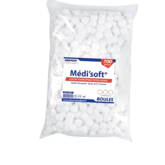 COTON BOULES MEDI'SOFT - Sachet de 700