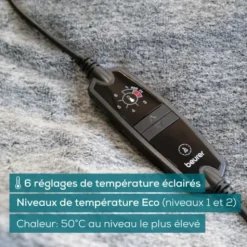 COUVERTURE CHAUFFANTE HD 75 NORDIC GREY GREEN PLANET BEURER - 180 x 130 cm