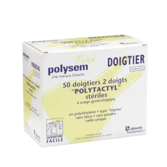 DOIGTIERS 2 DOIGTS POLYETHYLENE STÉRILES EMBALLAGE INDIVIDUEL - Boîte de 50