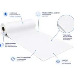 DRAPS D'EXAMEN M'ROLL PRÉDÉCOUPÉS DOUBLE ÉPAISSEUR - 6 rouleaux de 300 formats