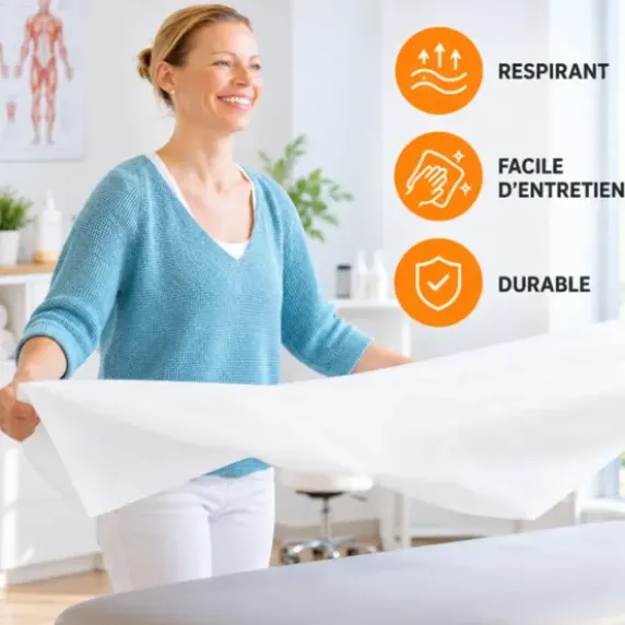 DRAPS D'EXAMEN NON TISSÉS FAÇON SERVIETTE GRANDE COUVERTURE - blanc 100 draps