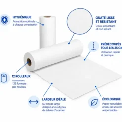 DRAPS D'EXAMEN OUATÉS LISSE PRÉDÉCOUPÉS M'ROLL - 12 rouleaux de 135 formats