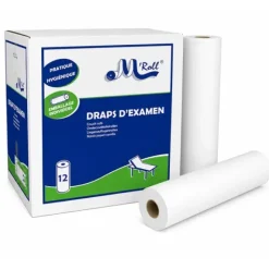 DRAPS D'EXAMEN OUATÉS LISSE PRÉDÉCOUPÉS M'ROLL - 12 rouleaux de 135 formats