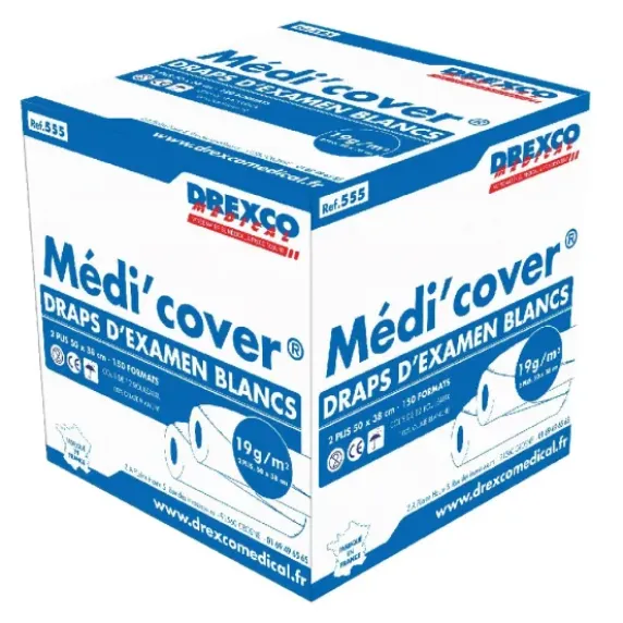 DRAPS D'EXAMEN OUATÉS 2 PLIS BLANC 50X38cm - 150 formats - Colis de 12