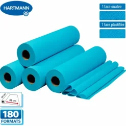 DRAPS D'EXAMEN PLASTIFIÉS OUATE BLEU HARTMANN - 6 rouleaux de 180 formats
