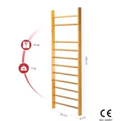 ESPALIER EN BOIS 11 BARREAUX OVALISÉS CARE - structure 230 x 80 x 10 cm