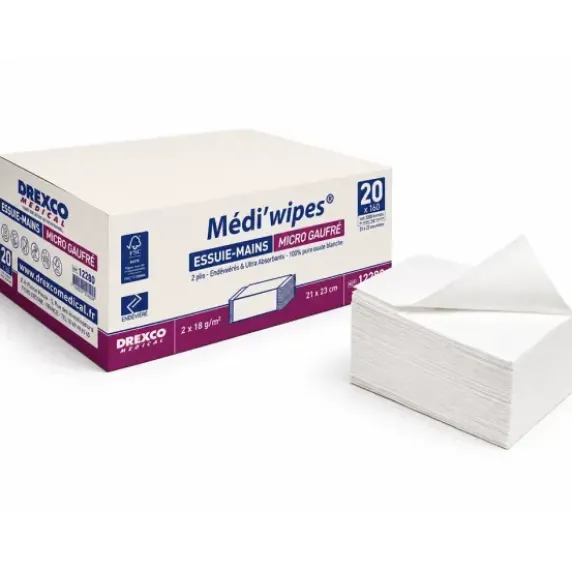 ESSUIE-MAINS MICRO GAUFRÉ PLIAGE V ABSORBANT MEDICLINIC - colis de 3200 formats