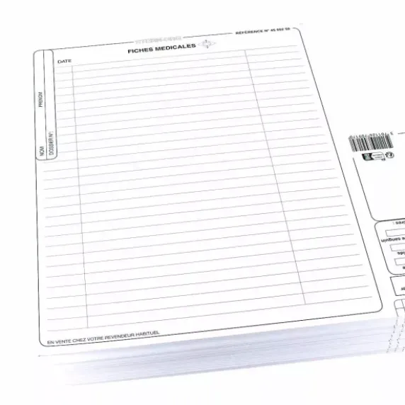FICHES MÉDICALES 3 VOLETS STANDARD COMED - colis de 250 fiches