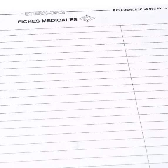 FICHES MÉDICALES 3 VOLETS STANDARD COMED - colis de 250 fiches