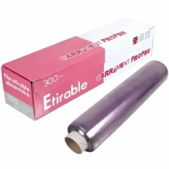 FILM ALIMENTAIRE ÉTIRABLE TRANSPARENT AUTO-ADHÉRENT - boîte distributrice 30 cm x 300 m