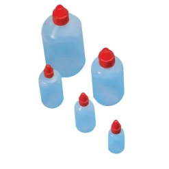 FLACON PLASTIQUE BOUCHON ROUGE