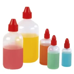 FLACON PLASTIQUE BOUCHON ROUGE