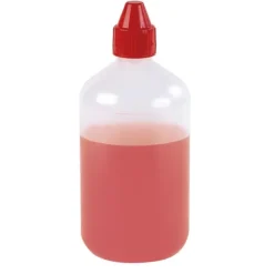 FLACON PLASTIQUE BOUCHON ROUGE