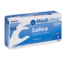 GANTS LATEX POUDRÉS ANTI ALLERGÈNE MEDICLINIC - boîte de 100