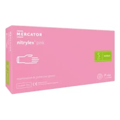 GANTS NITRILE NON POUDRÉS ROSE NITRYLEX SANS LATEX MERCATOR - boîte de 100