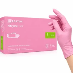 GANTS NITRILE NON POUDRÉS ROSE NITRYLEX SANS LATEX MERCATOR - boîte de 100