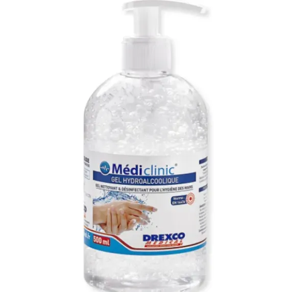 GEL HYDROALCOOLIQUE DÉSINFECTANT SANS RINÇAGE MEDICLINIC - flacon de 500 ml