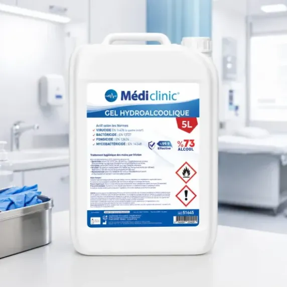 GEL HYDROALCOOLIQUE DÉSINFECTANT MAINS MÉDICLINIC - bidon de 5 l