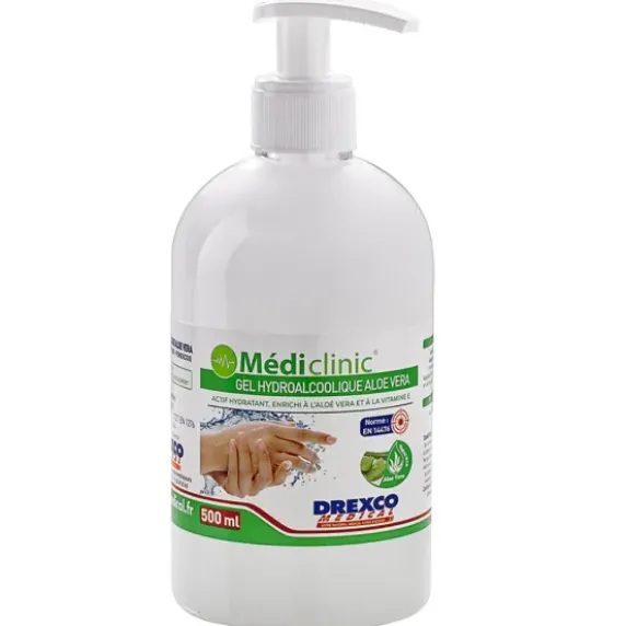 GEL HYDROALCOOLIQUE DÉSINFECTANT ALOÉ VERA MEDICLINIC - flacon 500 ml