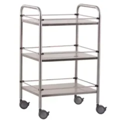 GUERIDON MEDICLINIC 3 PLATEAUX INOX AVEC ROULETTES FREINÉES MEDICLINIC