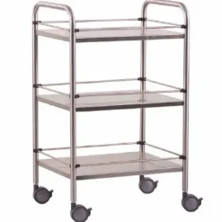 GUÉRIDON 3 PLATEAUX INOX MÉDICAL ROULANT CE - 600 x 400 x 800 mm