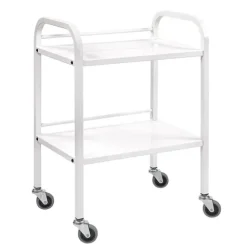GUÉRIDON 2 PLATEAUX MÉTAL BLANC MOBILITÉ MEDICLINIC