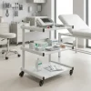 GUÉRIDON 3 PLATEAUX MÉTAL DESIGN MOBILITÉ MEDICLINIC - blanc