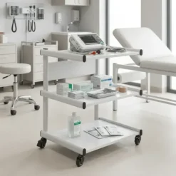 GUÉRIDON 3 PLATEAUX MÉTAL DESIGN MOBILITÉ MEDICLINIC - blanc