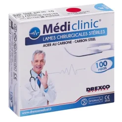 LAMES DE BISTOURI STÉRILES COMPATIBLES MANCHES STANDARD MEDICLINIC - boîte de 100