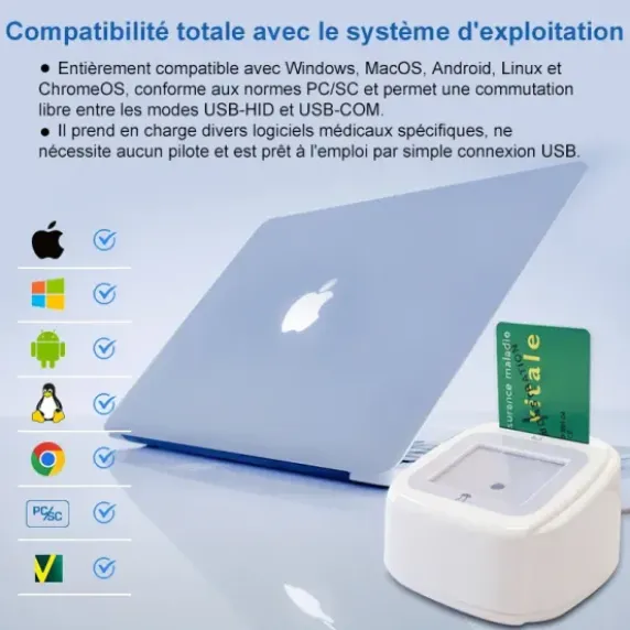 LECTEUR DE CARTE VITALE CONNECT A800 4-EN-1 BI-FENTE USB - lecteur multifonction