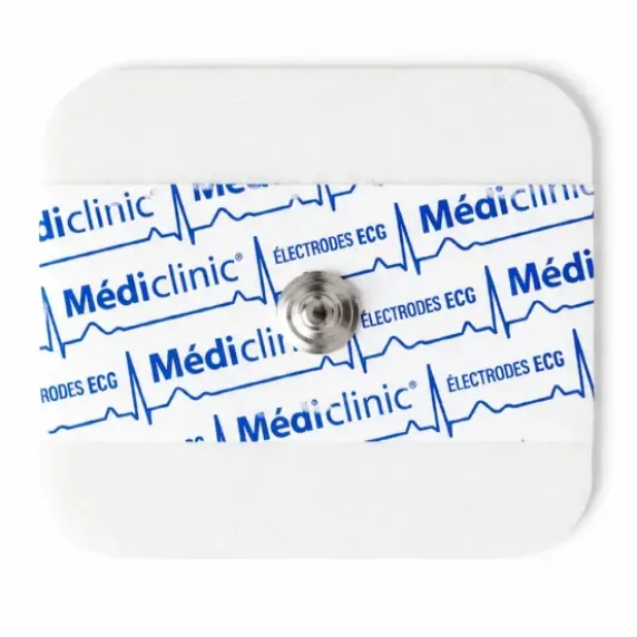 ÉLECTRODES ECG SUPPORT EN MOUSSE RECTANGLES PRÉGÉLIFIÉES PRESSION 40 × 32,5mm - sachet de 50