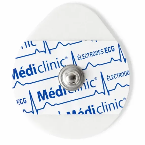 ÉLECTRODES ECG SUPPORT MOUSSE ADULTES PRÉGÉLIFIÉES PRESSION MEDICLINIC RONDE - sachet de 50