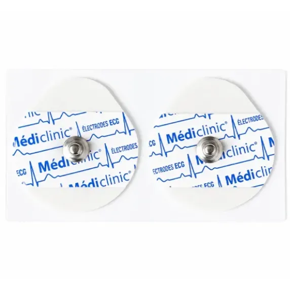 ÉLECTRODES ECG SUPPORT MOUSSE ADULTES PRÉGÉLIFIÉES PRESSION MEDICLINIC RONDE - sachet de 50