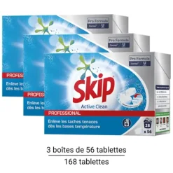 LESSIVE TABLETTES ACTIGELS PRO FORMULA DOUBLE ACTION SKIP - 3 x 56 doses